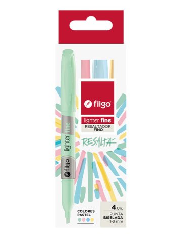 Resaltador lighther fine Pastel estuche x4 FILGO