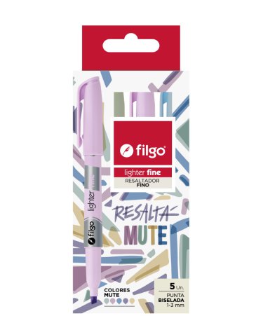 Venta por Mayor y Catalogo Resaltador Ligther Fine / Estuche x 5 mute FILGO