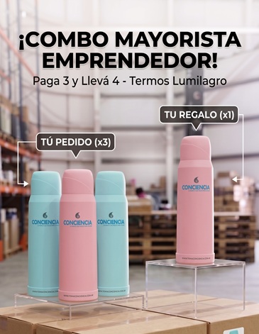 Combo Termo universitario CONCIENCIA 1000ML 4x3 LUMILAGRO