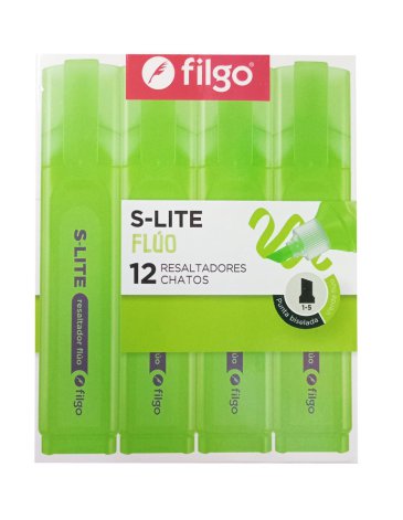 Venta por Mayor y Catalogo Resaltador chato S-Lite Display x 12   Verde Fluo FILGO