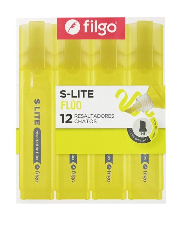 Venta por Mayor y Catalogo Resaltador Chato S-Lite Display x 12  Amarillo Fluo FILGO