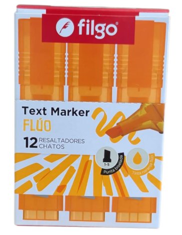 Resaltador Text Marker caja 12 naranja fluo FILGO
