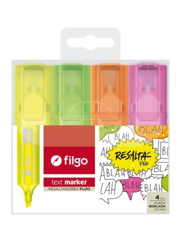 Resaltador Text Marker / Estuche x 4 Fluo FILGO