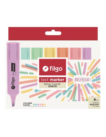 Resaltador Text Marker / Estuche x 6 Pastel FILGO