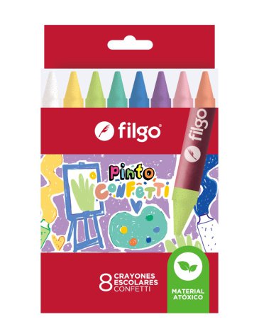 Crayones de cera PINTO / Estuche x 8 confetti FILGO