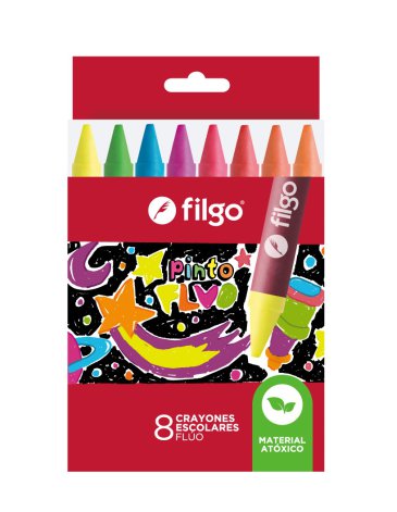 Crayones de cera PINTO / Estuche x 8 Fluo FILGO