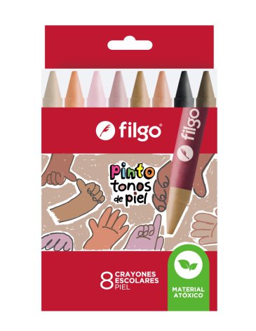 Venta por Mayor y Catalogo Crayones de cera Pinto / Estuche x 8 skin tones FILGO