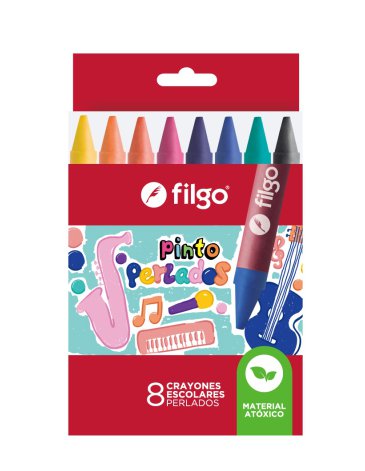 Crayones de cera Pinto / Estuche x 8 Perlados FILGO