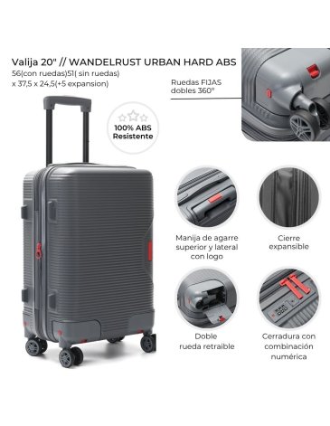 Valija 20 pulg  WDLT Urban Red ABS WANDERLUST