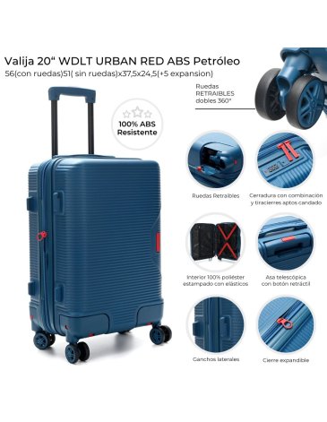Valija 20 pulg WDLT Urban Red ABS Petroleo,4 ruedas doble retraibles WANDERLUST