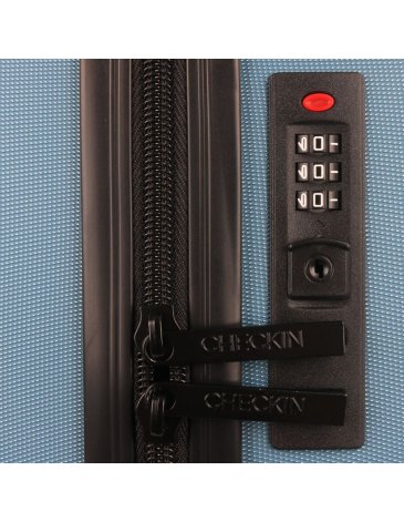 Valija CHECK IN HARD ABS Gris Azulado 20 pulg  4 ruedas dobles manija metalica extensible sin  expansion y cerradura de combinacion 55X35X25 cm x1u    - CHECK IN