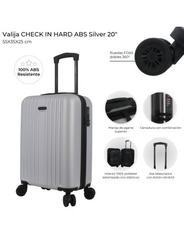 Valija CHECK IN HARD ABS Silver 20 pulg   CHECK IN