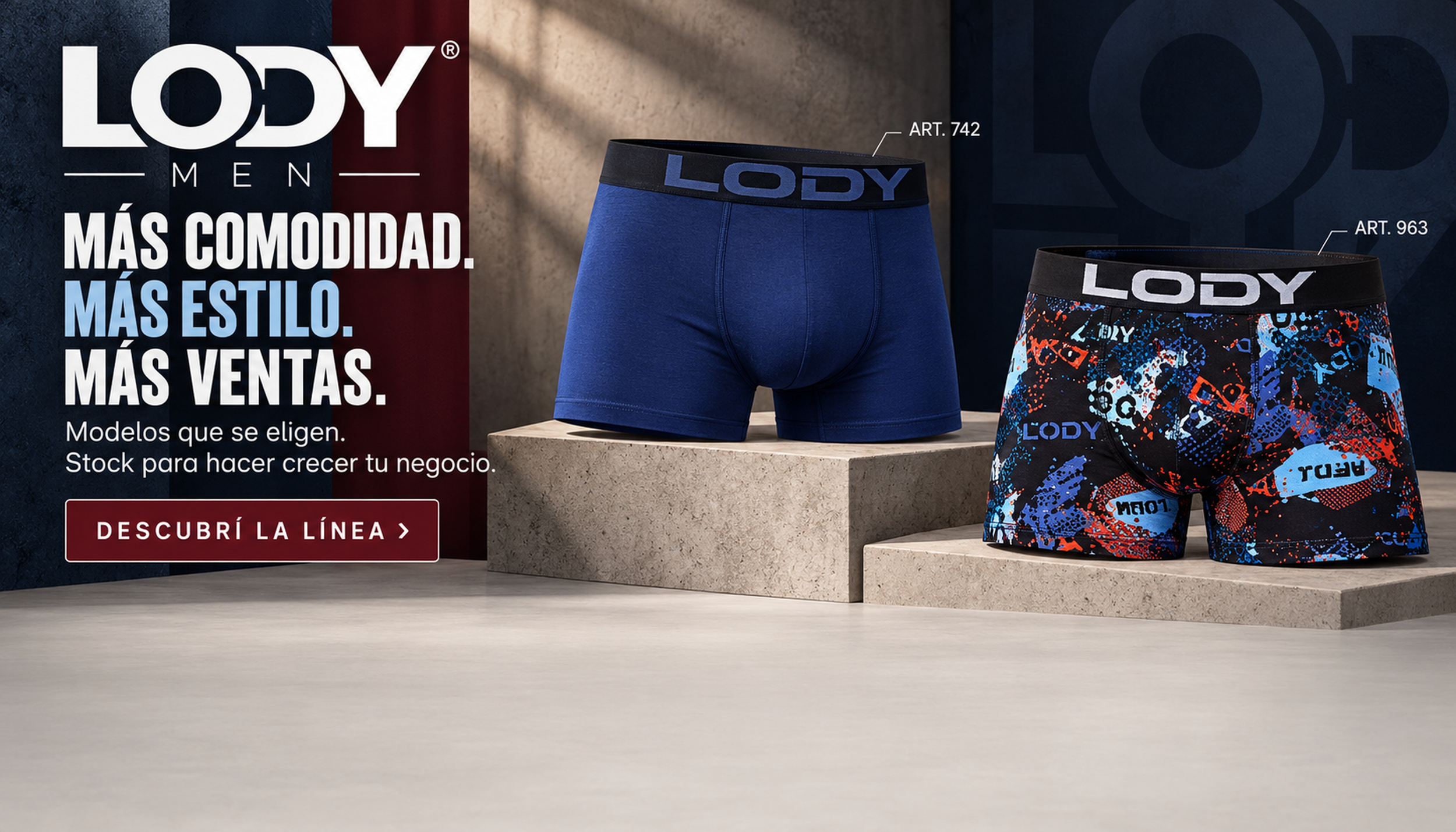 Boxers y Slips Lody Men por mayor. Calidad y precio a envios todo el país